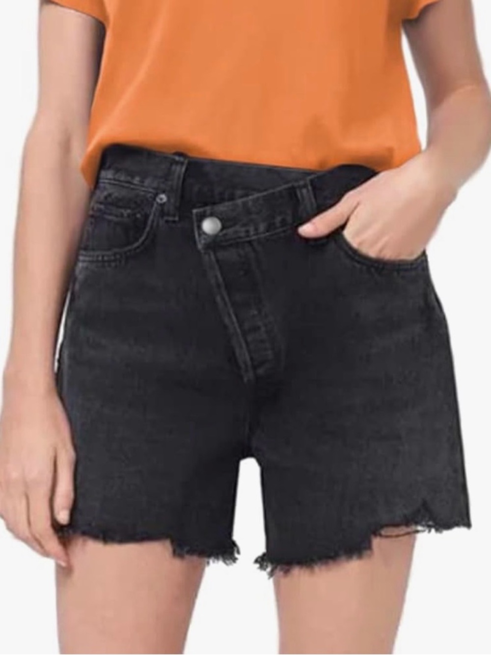High-Rise Black Denim Cutoff Shorts - Raw Hem Women's Jean Shorts